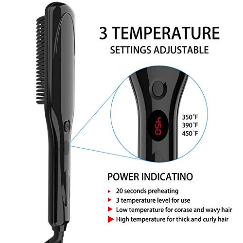 Hair Straightener, Ionic Hair Straightening Brush for Women, 3 Temp
