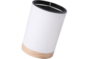 Zeizafa Spacious Ceramic Cooking Utensil Crocks with Swivels Wood Stand Kitchen Supplies for Countertop Farmhouse Decoration