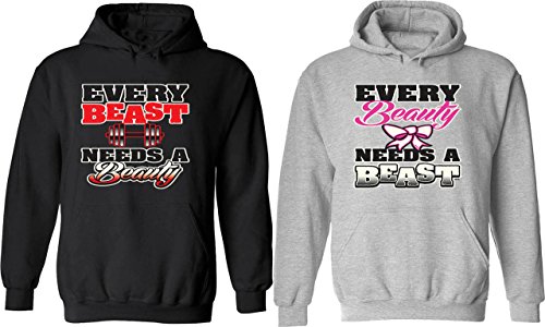 Every Beast Needs a Beauty & Every Beauty Needs a Beast - Matching Couple Hoodies - His and Her Love Sweaters