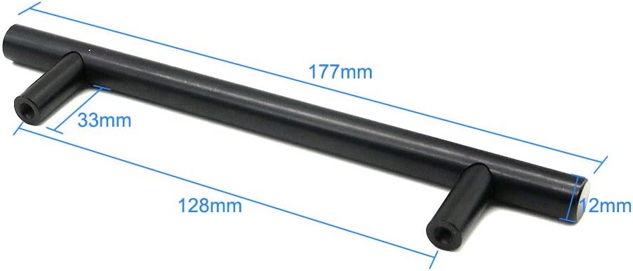 Set of 10 NUZAMAS Matt Black Cabinet Door T-Handles and Pulls, Furniture Drawer Handles, Zinc Alloy, 177mm Long - Image 4