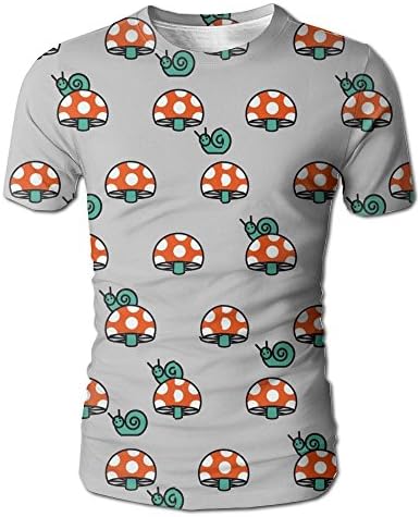 HSFJJJ Colorful Graphics Collection Snail And Mushroom Polyester Cool Men's ComfortSoft T-Shirt