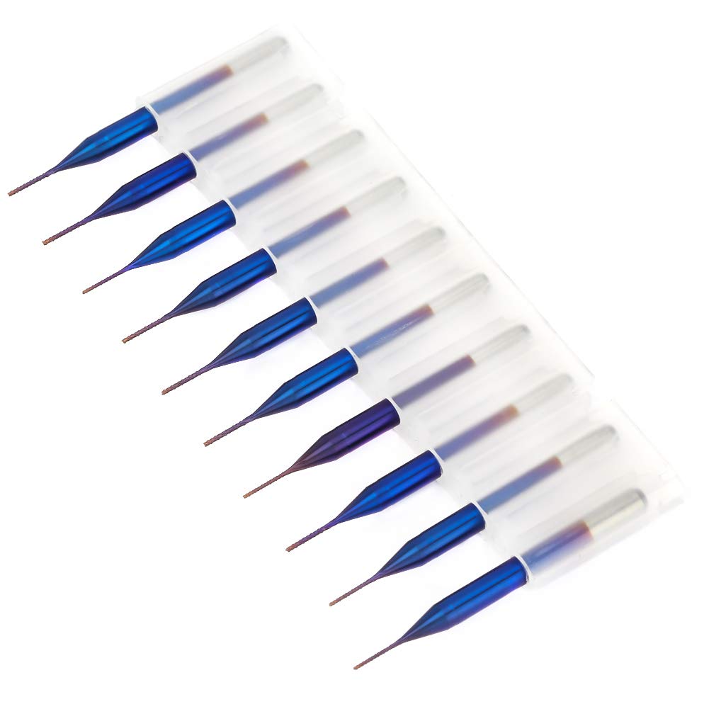 10pcs Cone Milling Cutter Burrs Tungsten Carbide End Mill for PCB SCM Circuit Board Engraving Machine(0.6mm)
