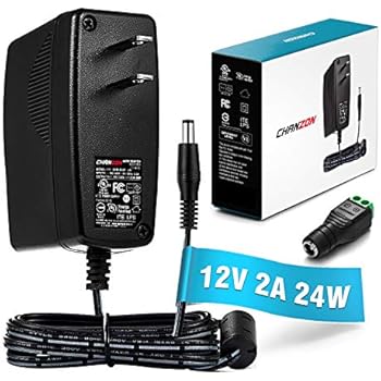 [UL Listed] Chanzon 12V 2A 24W AC DC Switching Power Supply Adapter (Input 100-240V, Output 12 Volt 2 Amp) Wall Wart Transformer Charger for DC12V CCTV Camera LED Strip Light (6Ft Cord, 24 Watt Max)