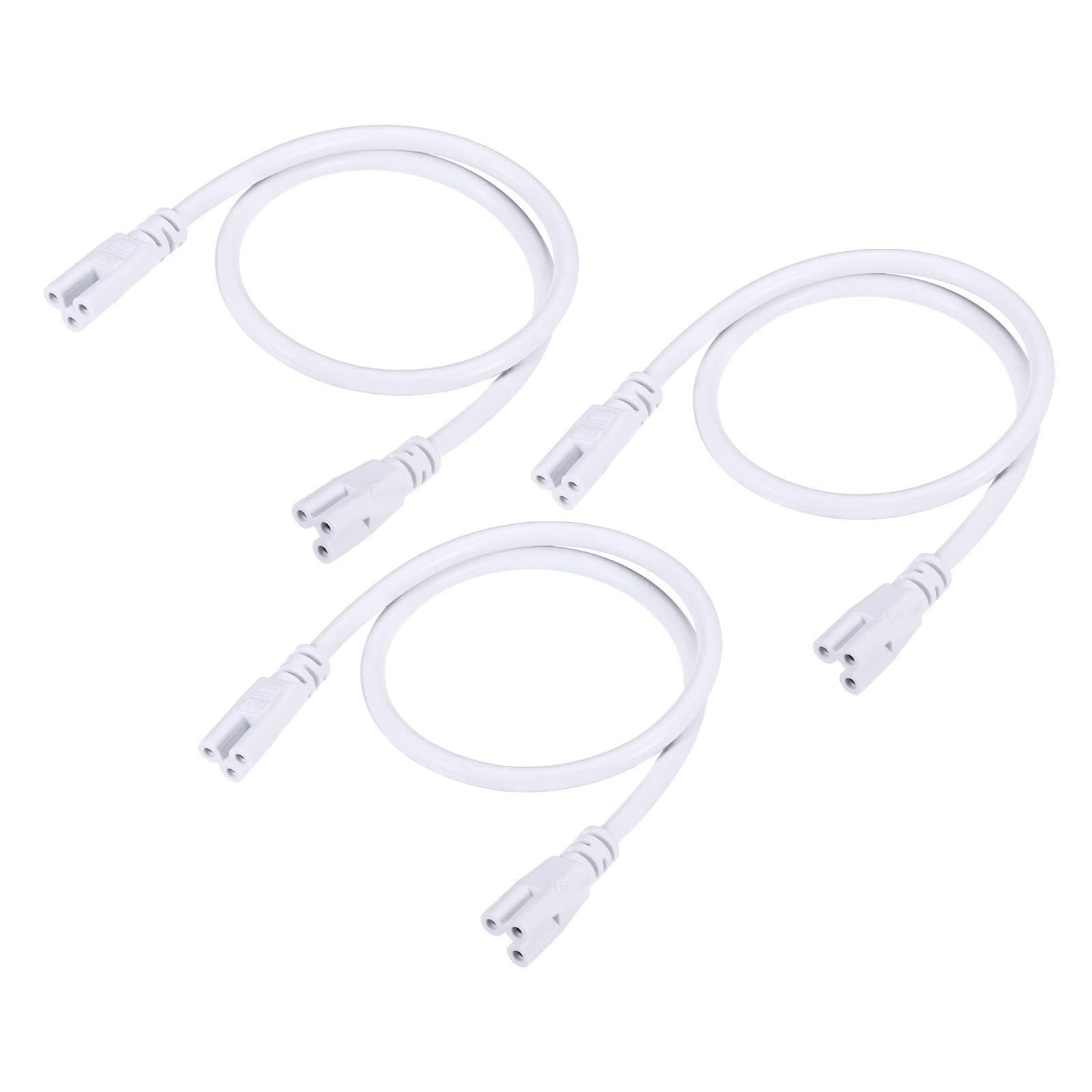 YOKIVE 3 Pcs T5 T8 LED Tube Connector Round Cable, Extendable Cord with Double End Connect Light Tubes, Great for LED Integrated Tubes (White, 1.64-Feet)
