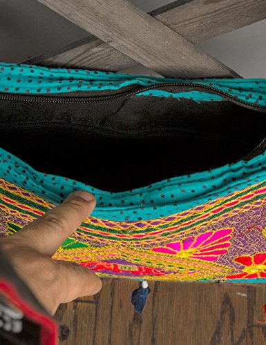 Hippie Sling Handmade Crossbody Bag Boho Chic Patchwork Embroidered Shoulder Purse Gypsy Blue