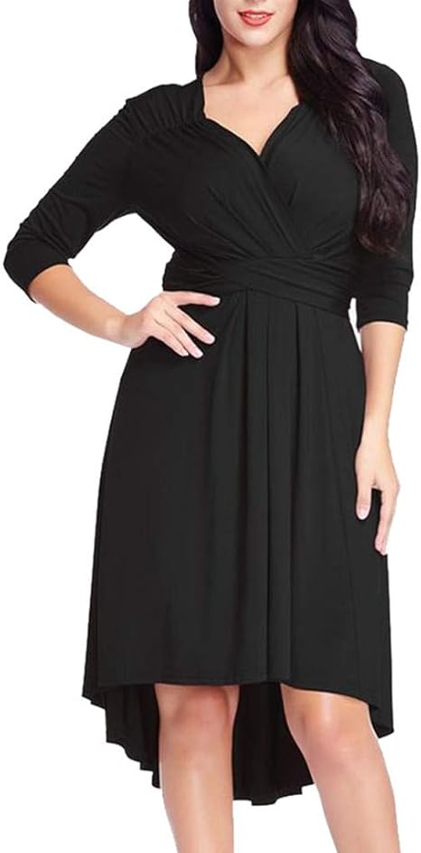 Empire Women's Knee Length 3/4 Sleeve Tummy Control Slim Dress Cocktail