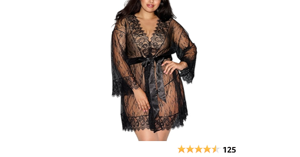 plus size lace robe