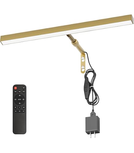 ReyeeInc 16" Battery Operated Picture Light – Remote Control, Dimmable, 3 Color Temps, USB-C Rechargeable, Gold