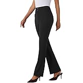 JEKAOYI Womens High Waist Bootcut Dress Work Pants Zip-up Flap Pockets Casual Business Trousers Stretchy Office Slacks