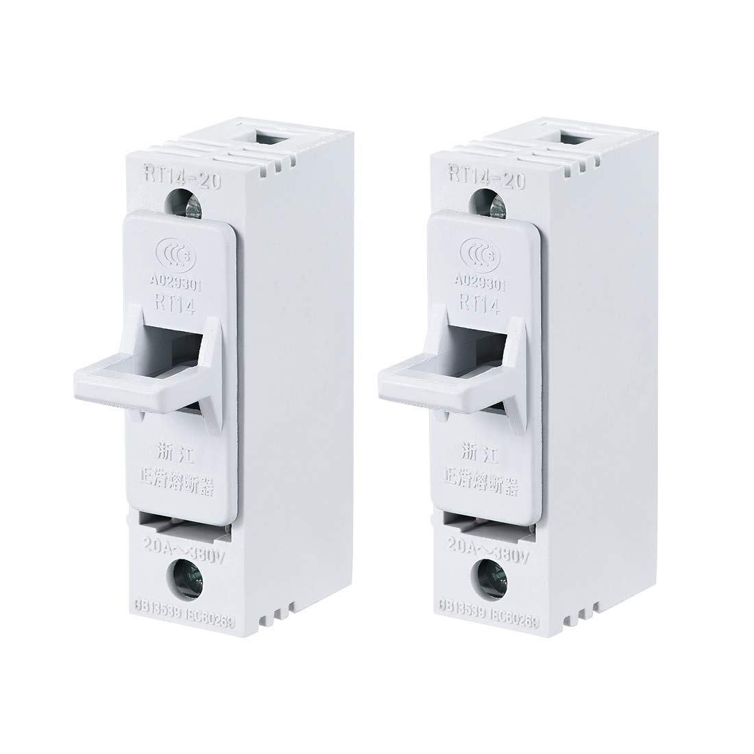 uxcell Single Pole Fuse Holder AC380V 20A 2Pcs for RT14 RT18 R015 10x38mm Ceramic Fuse