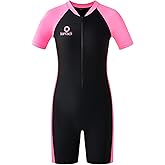 karrack Girls and Boys One Piece Rash Guard Swimsuit Kid Water Sport Short Swimsuit UPF 50+ Sun Protection Bathing Suits