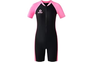 karrack Girls and Boys One Piece Rash Guard Swimsuit Kid Water Sport Short Swimsuit UPF 50+ Sun Protection Bathing Suits