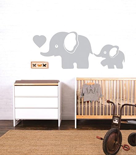LSKOO Two Cute Mommy and Baby Elephant Family Wall Sticks Wall Decals Baby Nursery Decor Kids Room
