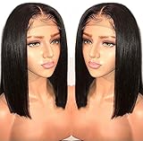 LIAZAHAIR 13x6 Deep Part Short Bob Lace Front Wigs Human Hair Pre Plucked Full End 150% Density Brazilian Straight Bob Wigs With Baby Hair For Women