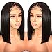 LIAZAHAIR 13x6 Deep Part Short Bob Lace Front Wigs Human Hair Pre Plucked Full End 150 Density Brazilian Straight Bob Wigs with Baby Hair for Women (10 Inch, Natural Color)
