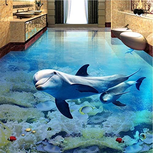 3d床壁画カスタムイルカ水中世界の壁紙キッズルーム浴室摩耗ノンスリップ防水ステッカー 3d床壁画カスタムイルカ水中世界の壁紙キッズルーム浴室摩耗ノンスリップ防水ステッカー