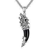YAFEINI S925 Sterling Silver Anchor/Guitar Pick/Dragon/Wolf Tooth/Pendant Necklace Jewelry Gifts for Men Women