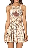 LoveLiness Women Marauders Map Print Knee-length Pleated Skater Dress