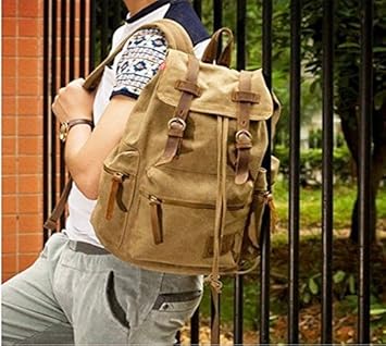 Amazon Co Jp 帆布シリーズ キャンバス 牛革 スポーツ バッグリュック4color 登山 森ガール 山ガールに人気 収納力抜群 リュックサック Outdoorに最適 キッズ 大人 メンズ レディース かわいい 登山用 リュック デイバック 山登り デイバッグ ファッションlh Ozrn