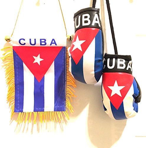 Cuban style 2pc automobile care care pack Cuba Flag & mini Cuban style Boxing Gloves