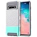 ULAK Galaxy S10+ Plus case, Stylish Slim Fit Hybrid Dual Layer Hard PC Cover Protective Flexible Shock Absorbing TPU Bumper Phone case for Samsung Galaxy S10 Plus 6.4 inch (2019), Mint Minimal Stripes