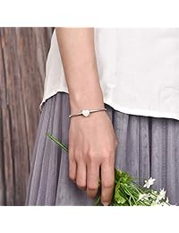 DALARAN 925 Sterling Silver Bead Heart Charms I Love You Fit  pean Bracelet Necklace