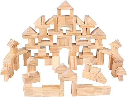 bloques de madera natural para niños