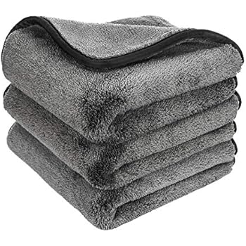 GTF Microfibre Car Cleaning Cloths, Upgraded 1200gsm Ultra-Thick Car Drying Towel Microfiber Cloth for Car and Home Polishing Washing and Detailing 16'' x 16''(3 Pack)