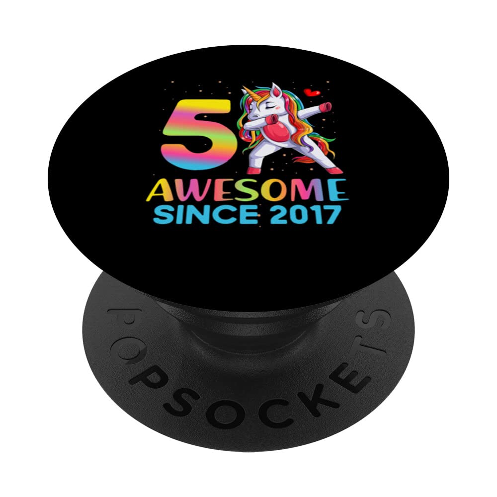 awesome dabbing unicorn Bday 5 year old Girl 5th B-day PopSockets Swappable PopGrip