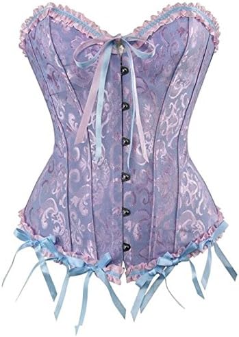 YAQKUOA Womens Corset Plus Size Sexy Lingerie Floral Lace Up Boned Overbust Bustier Top