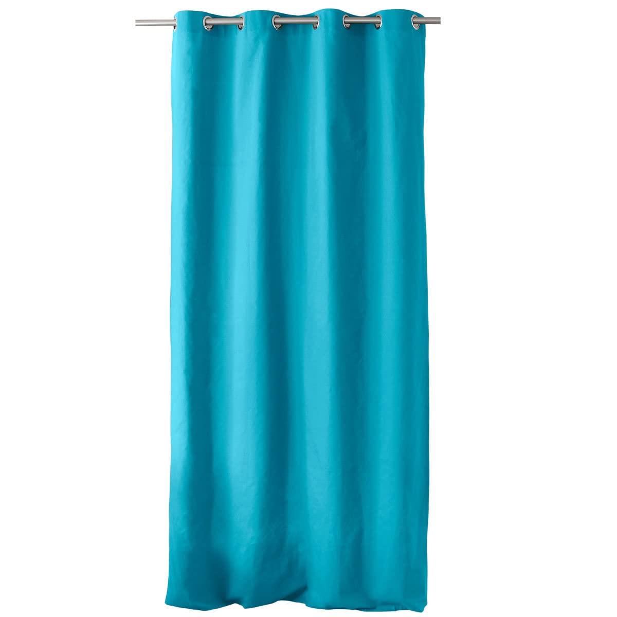 Enjoy Home, Oeko Tex Certified Cotton Curtain with 8 Chrome Metal Eyelets Diameter 4 cm, 135 x 240 cm, Turquoise, Panama Collection, Ready to Hang, Washable at 30 degrees, for All Rooms, Home Linen