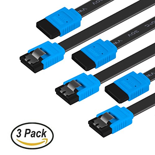 SATA III Cable, AVACON SATA III 3 Pack 6Gbps Straight HDD SDD Data Cable with Locking Latch 18 Inch for SATA HDD, SSD, CD Driver, CD Writer