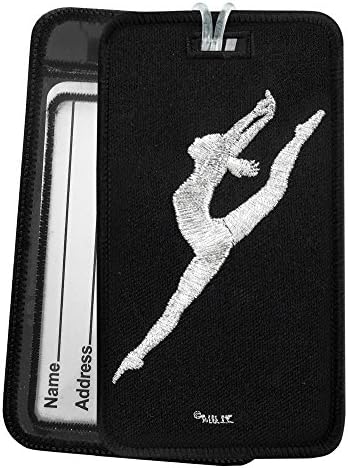 Modern Dancer Leap Luggage Tag - Embroidered Set of 2 Black