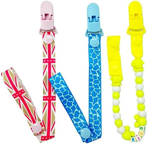 Soother Chain - Premium Pacifier Clip 3 Pack Adjustable Baby Pacifier Leash by TOPtoper (3 Pack)