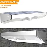 WBESEV Solar Lights Outdoor, 760 Lumen 48 LED Motion Sensor Light, Waterproof with Aluminum Alloy Frame Wireless Outdoor Security Solar Light Garden Yard Patio Wall Lights (New Version 2017)