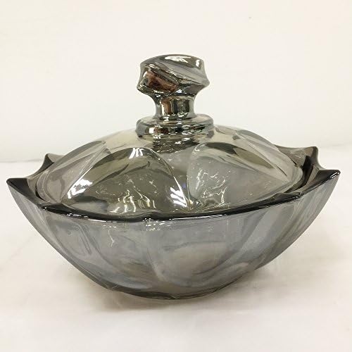 HUAPPO Crystal Candy Box Bowl Lead Free Light Black Style for Sugar Chocolate Nuts Home Bedroom Office Decorative