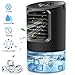 Portable Air Conditioner Fan, Peodelk Mini Evaporative Cooler with 7 Colors Light Changing, 3 Fan Speed, Super Quiet Humidifier Misting Fan for Home Office Bedroom(Black)