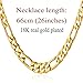 U7 Jewelry Gold Neklace 26 Inch Figaro Chain Link 5mm Wide Stainless Steel Mens Necklaces