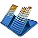 Paint Brushes - 15 Pc Art Brush Set for Watercolor, Acrylic, Oil & Face Painting | Short Handle Artist Paintbrushes with Travel Holder & Free Gift Box | 1 Year Warranty (Cool Blue)