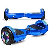 cho Colorful Wheels Series Hoverboard Safety Certified Hover Board Electric Scooter with Built in Speaker Smart Self Balancing Wheels (Chrome Blue)