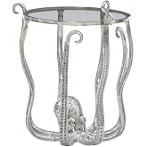 HomeStock Vintage Visions Octopus Sculpture Table - Handcrafted Aluminum with Glass Top, Ideal for Indoor/Outdoor Use, 20" x 20" x 22", 35 lbs Weight Capacity