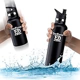 DanForce 21 OZ stainless Steel Sports Water bottle - Double walled metal Vacuum Insulated, BPA Free. Keep 24 Hours Hot , 36 Hours cold, Comes with leak proof Straw,Sports and Cap lids, 12-24 Ounces