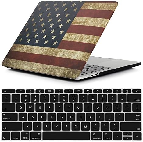 MacBook Pro 13 Case 2017 &amp; 2016 Release A1708, Rubberized Hard Case Shell Cover and Keyboard Skin Cover for Apple MacBook Pro 13 Inch Without Touch Bar – US Flag