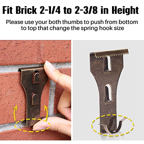 (20 Pack) Brick Wall Clips for Hanging, Fits Brick 2 1/4 to 2 3/8 in
