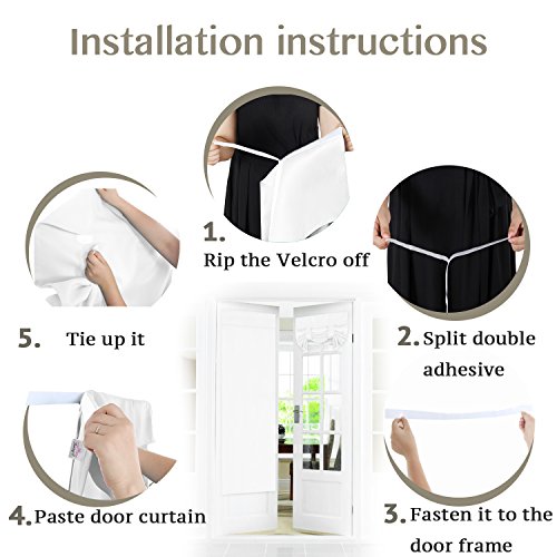 Room Darkening French Door Curtain for Tricia Window Door, Pure White