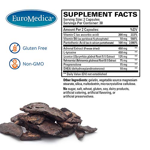 EuroMedica Adrenaplex 60 Capsules Adrenal Gland Function Supplement