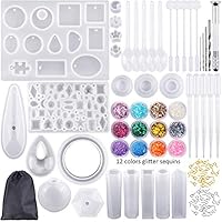 98 Pieces Silicone Casting Molds and Tools Set with a Black Storage Bag for DIY Jewelry Craft Making