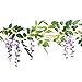 Felice Arts 2 Pcs Artificial Flowers 6.6ft/Piece Silk Wisteria Ivy Vine Green Leaf Hanging Vine Garland for Wedding Party Home Garden Wall Decoration (Purple)