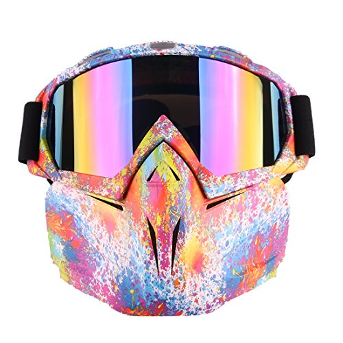 Fcoson Tactical Mask Goggles Set Removable Half Face Mask for Airsoft Paintball Shooting Motorcycle Nerf CS Colorful