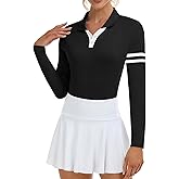 Soneven Womens Golf Shirts Moisture Wicking V Neck Long Sleeve Polo Shirts Collared Tops